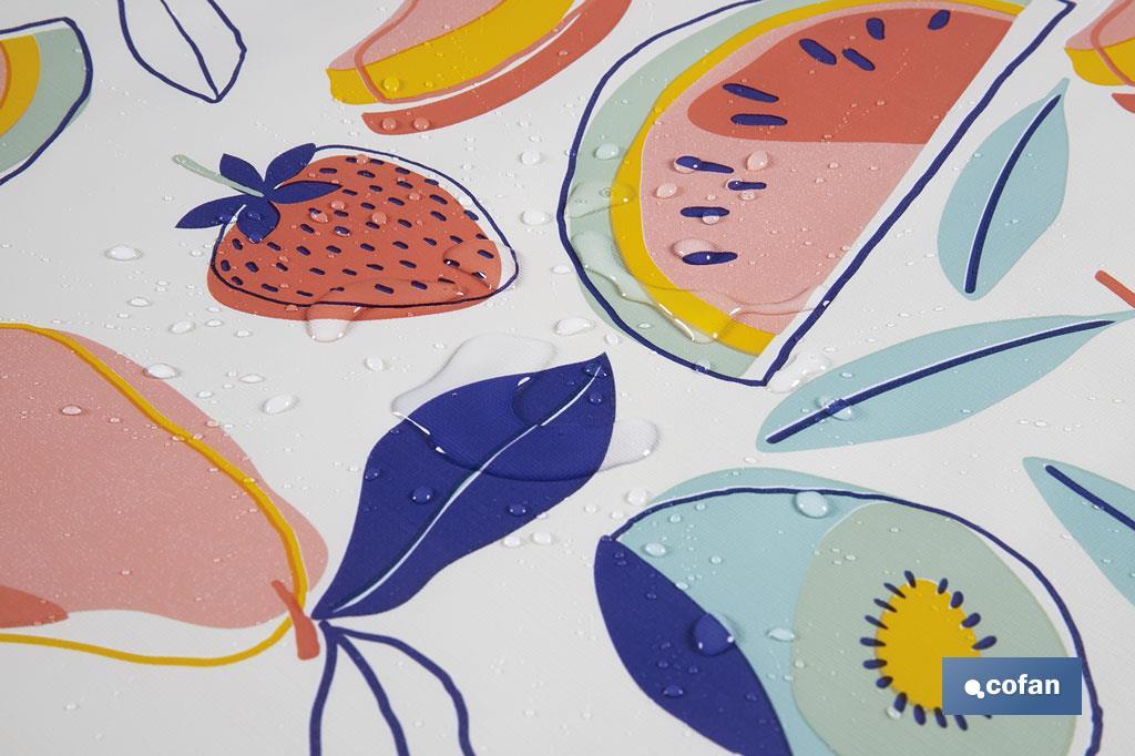 Rollo de hule con diseño de frutas tropical | Protección y estilo para la mesa - Cofan