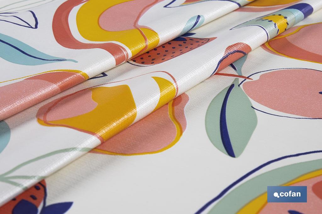 Rollo de hule con diseño de frutas tropical | Protección y estilo para la mesa - Cofan