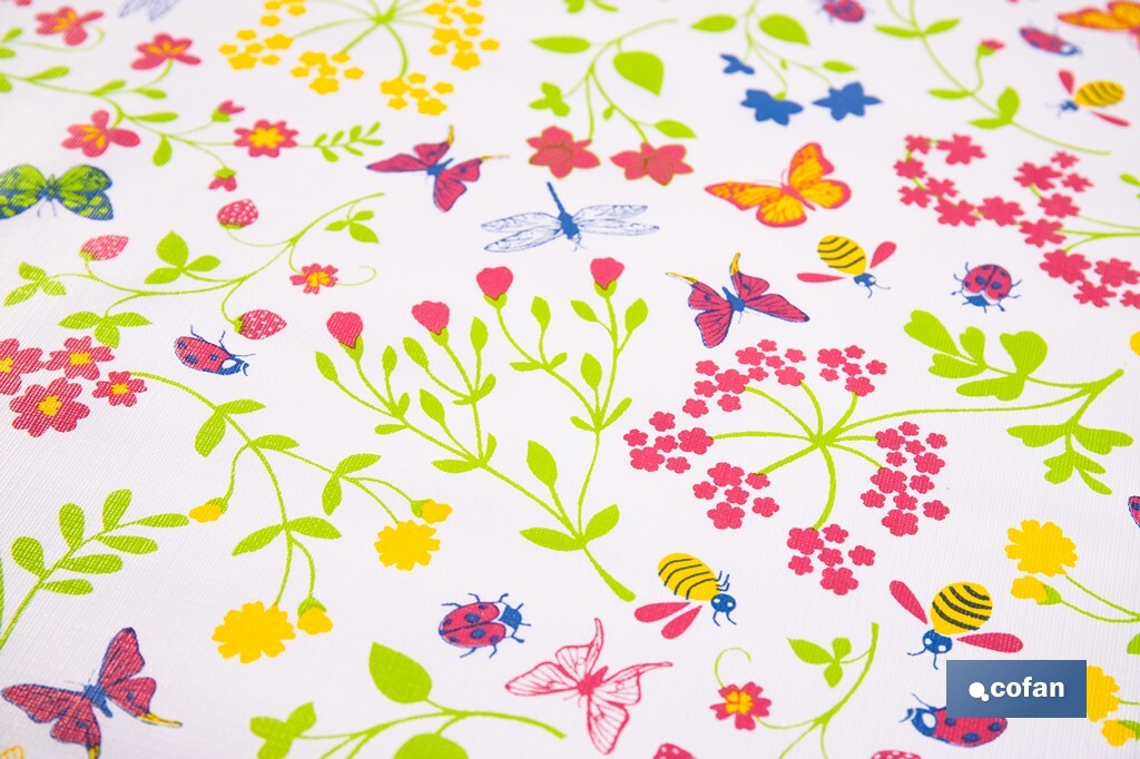 Rollo de hule de mariposas | Impermeable | Protección y estilo para la mesa - Cofan