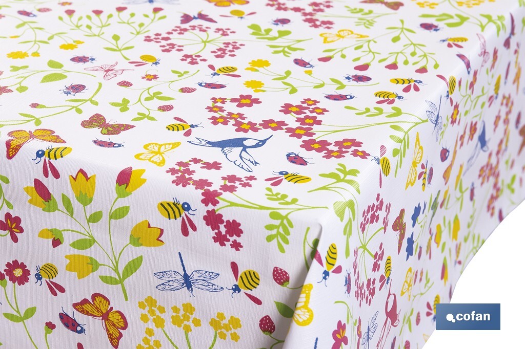 Rollo de hule de mariposas | Impermeable | Protección y estilo para la mesa - Cofan