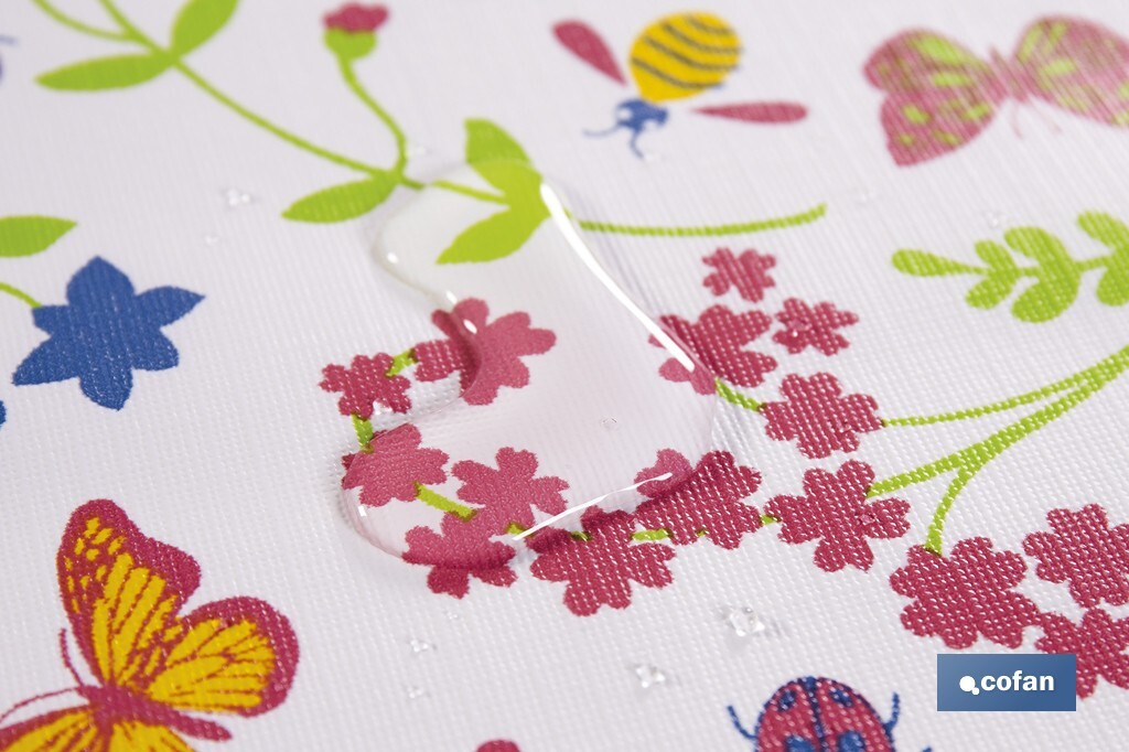 Rollo de hule de mariposas | Impermeable | Protección y estilo para la mesa - Cofan