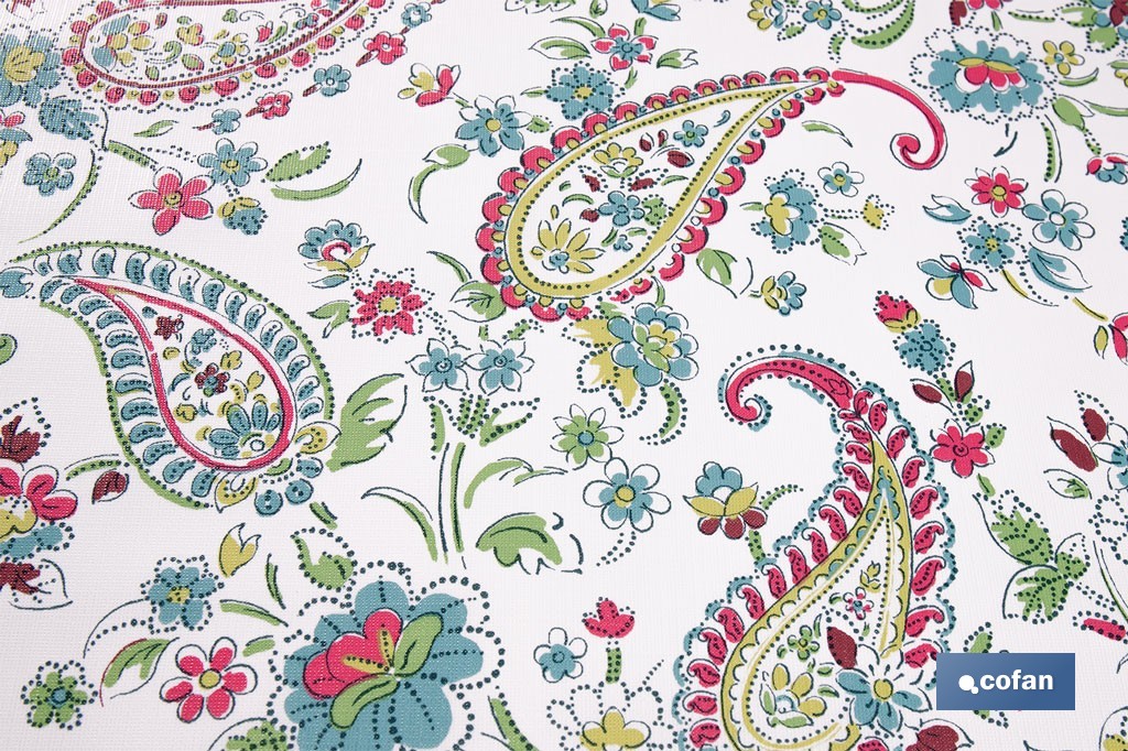 Rollo de hule estampado jardín floral | Materiales: PVC y tela no tejida de polipropileno | Fácil limpieza | Medidas 1,40 x 25 m - Cofan