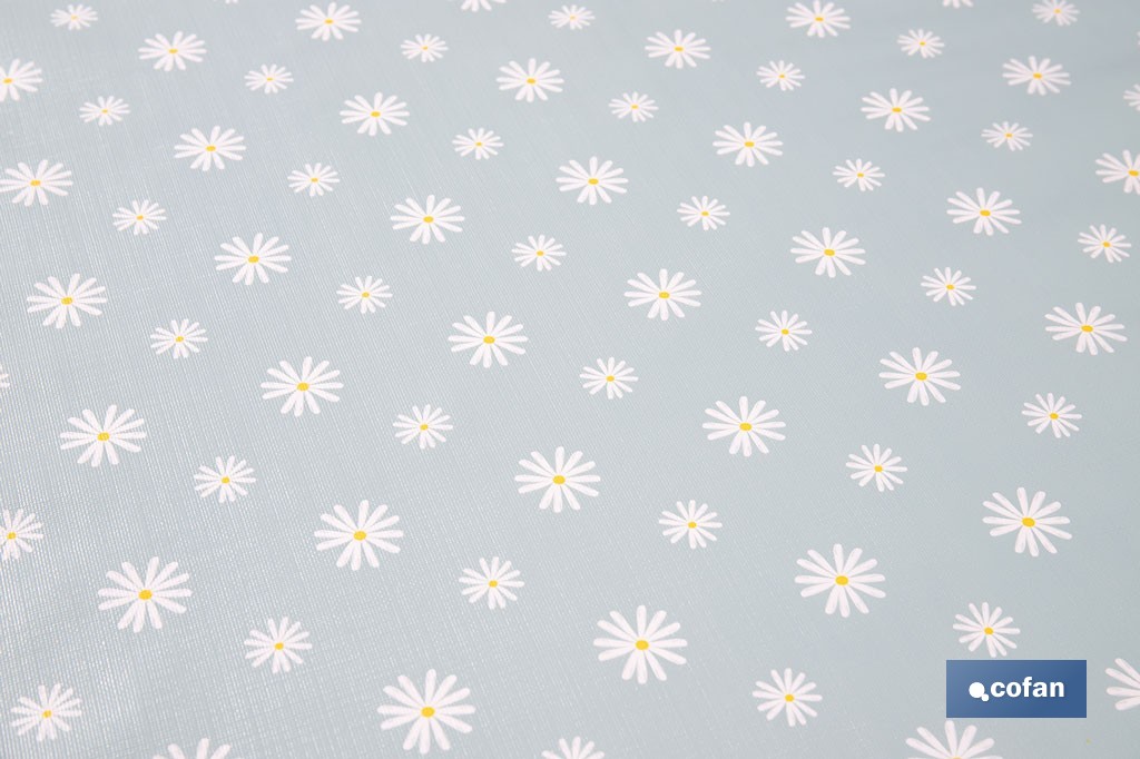 Rollo de hule estampado margarita jade | Materiales: PVC y tela no tejida de polipropileno | Fácil limpieza | Medidas 1,40 x 25 m - Cofan