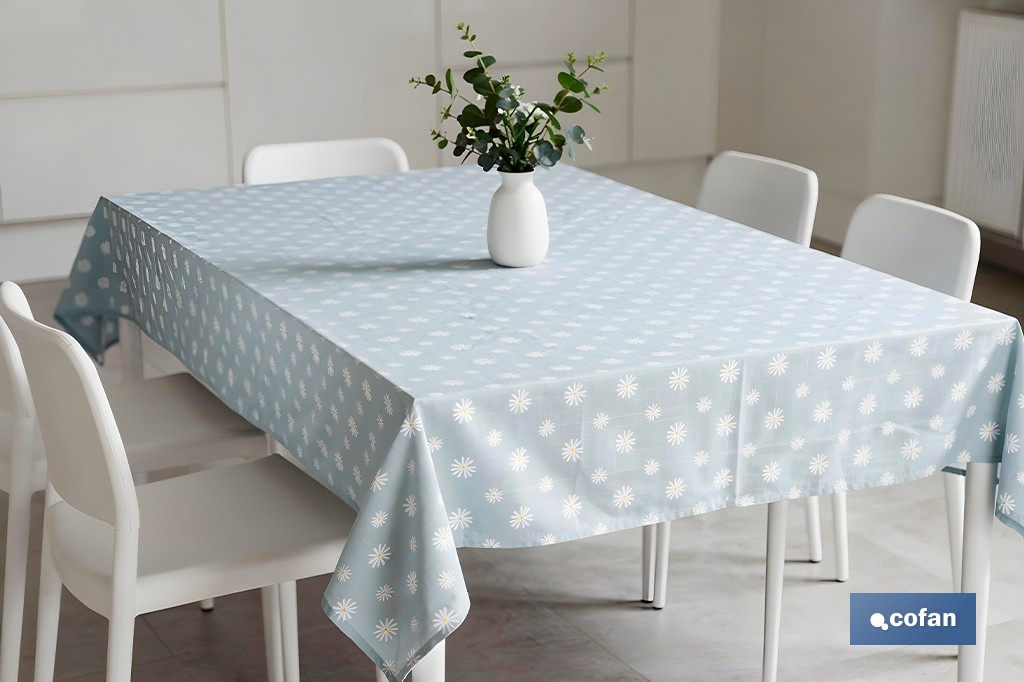 Rollo de hule estampado margarita jade | Materiales: PVC y tela no tejida de polipropileno | Fácil limpieza | Medidas 1,40 x 25 m - Cofan