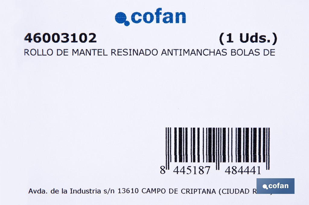 Rollo de mantel resinado antimanchas con bolas de Navidad | Materiales: 75 % algodón y 25 % poliéster | Diseño navideño, fácil de limpiar - Cofan