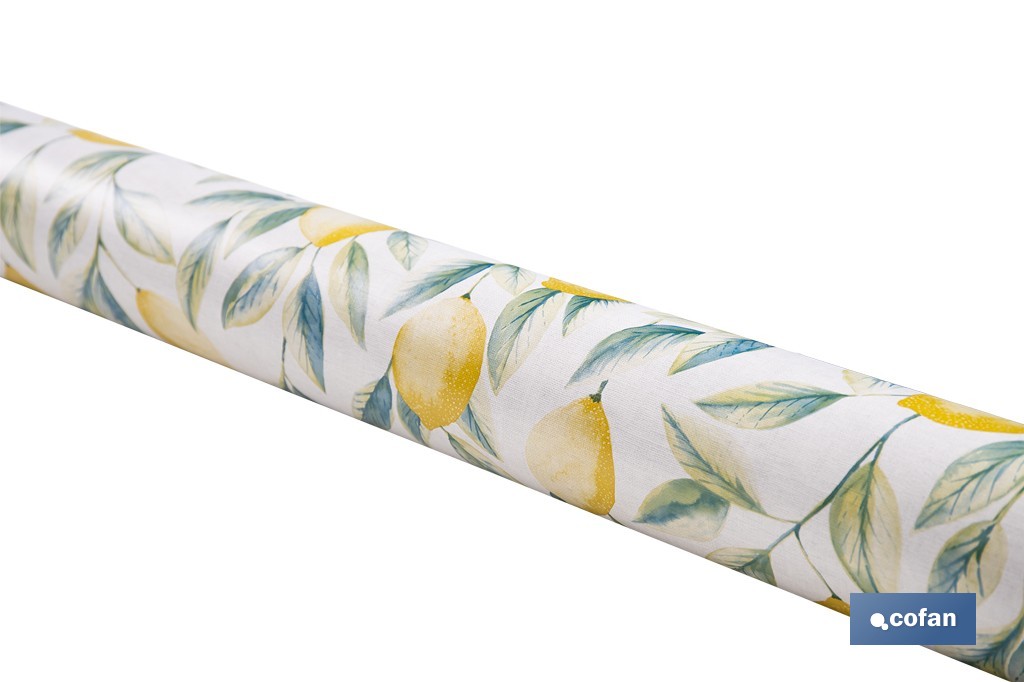 Rollo de hule estampado limones | Materiales: polipropileno y PVC | Gran resistencia a líquidos y manchas | Fácil limpieza | Medidas 1,40 x 20 m - Cofan