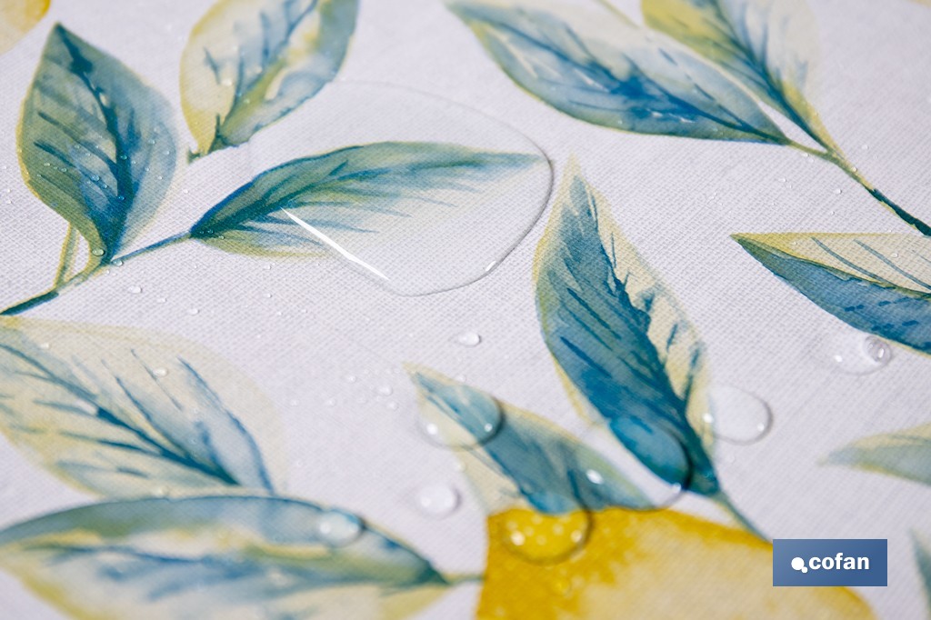 Rollo de hule estampado limones | Materiales: polipropileno y PVC | Gran resistencia a líquidos y manchas | Fácil limpieza | Medidas 1,40 x 20 m - Cofan