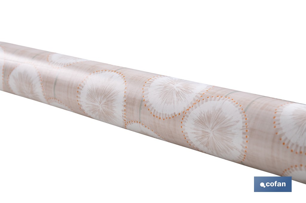 Rollo de hule estampado esfera silvestre | Materiales: polipropileno y PVC | Gran resistencia a líquidos y manchas | Fácil limpieza | Medidas 1,40 x 20 m - Cofan