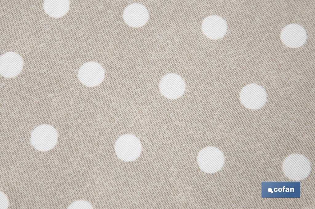 Mantel antimanchas resinado diseño topos lino | Materiales: 50 % algodón y 50 % poliéster | Fácil de limpiar | Mantel redondo de 1,40 m - Cofan