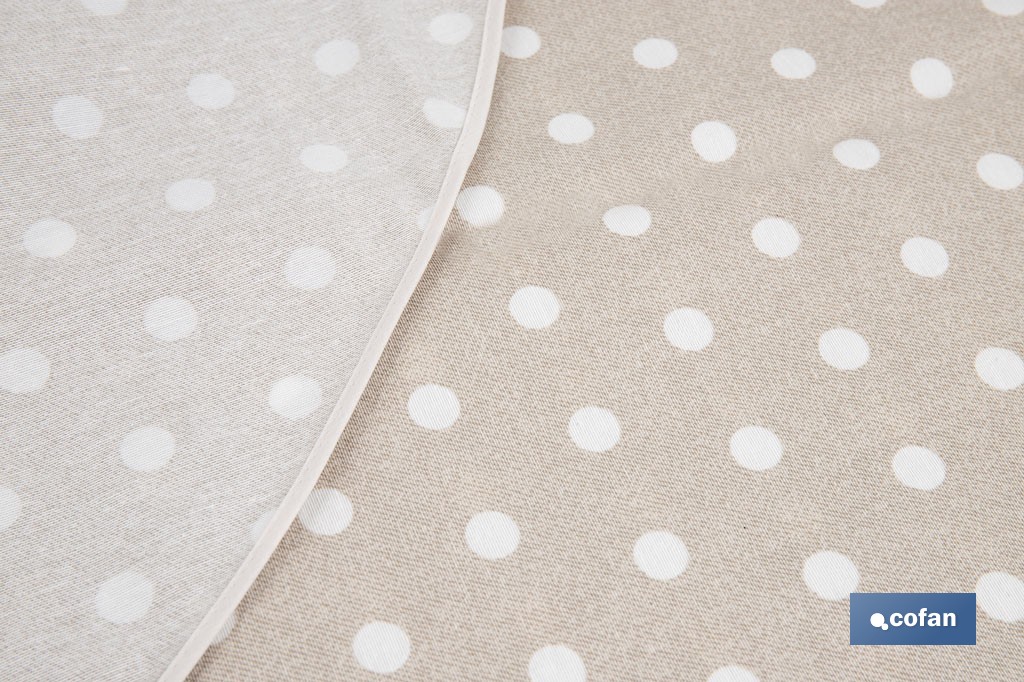 Mantel antimanchas resinado diseño topos lino | Materiales: 50 % algodón y 50 % poliéster | Fácil de limpiar | Mantel redondo de 1,40 m - Cofan
