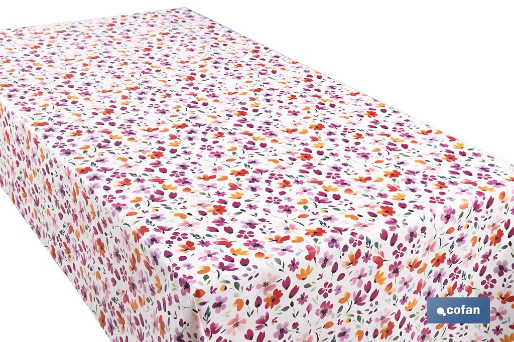 Rollo de hule estampado campo florido | Materiales: PVC y tela no tejida de polipropileno | Fácil limpieza | Medidas 1,40 x 25 m - Cofan