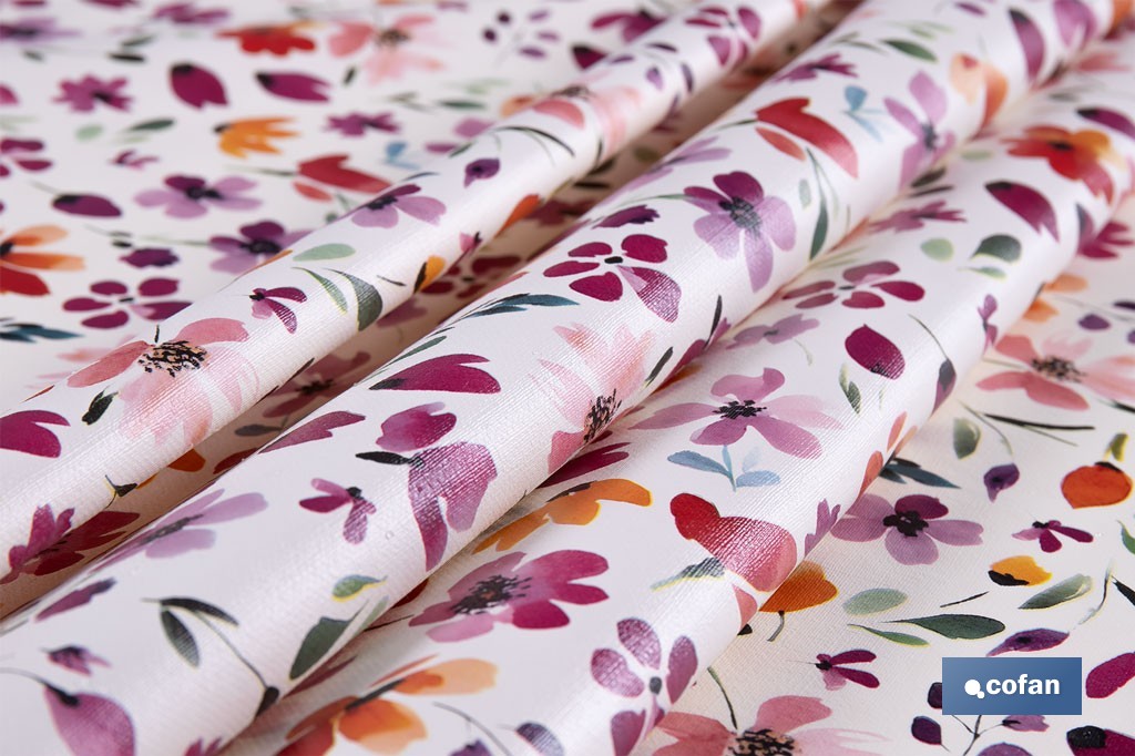 Rollo de hule estampado campo florido | Materiales: PVC y tela no tejida de polipropileno | Fácil limpieza | Medidas 1,40 x 25 m - Cofan