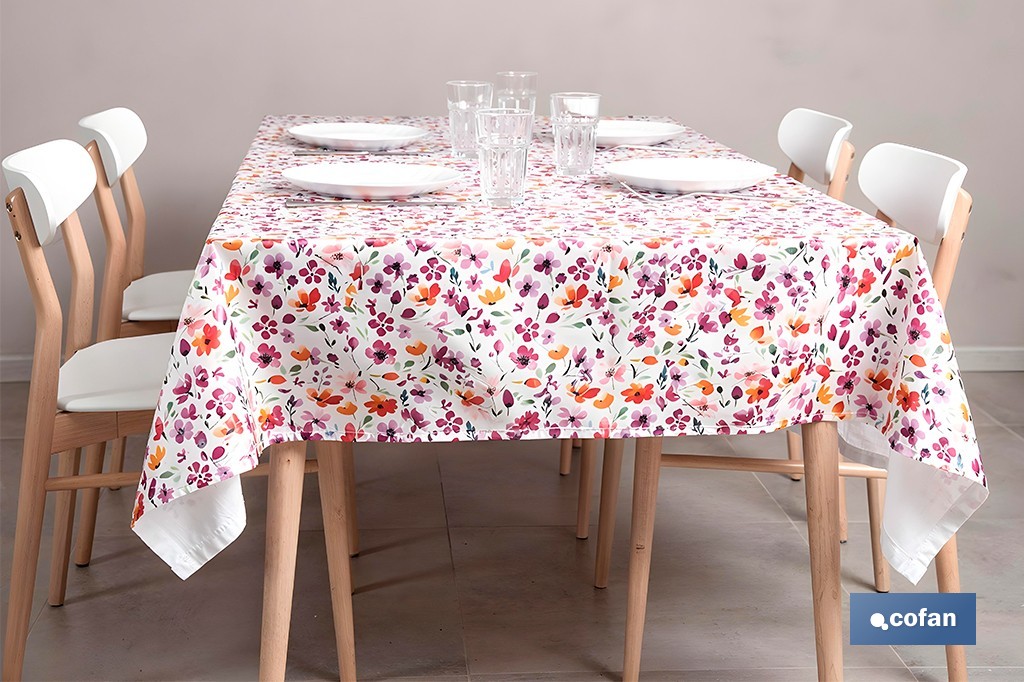 Rollo de hule estampado campo florido | Materiales: PVC y tela no tejida de polipropileno | Fácil limpieza | Medidas 1,40 x 25 m - Cofan
