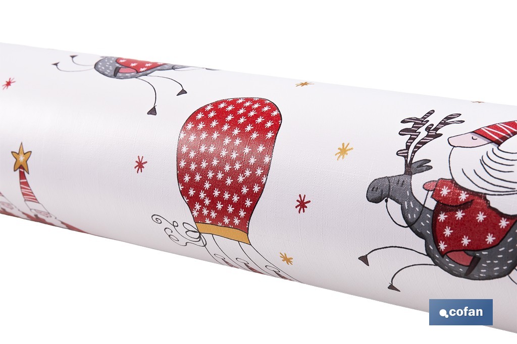 Rollo de hule para mesa con estampado navideño | Diseño de renos - Cofan