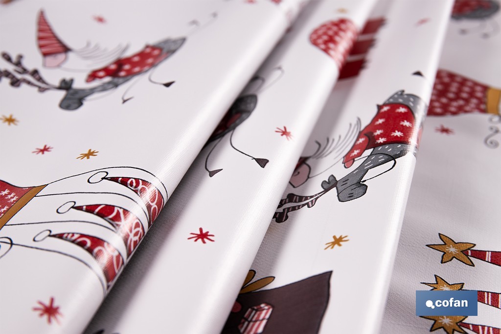 Rollo de hule para mesa con estampado navideño | Diseño de renos - Cofan