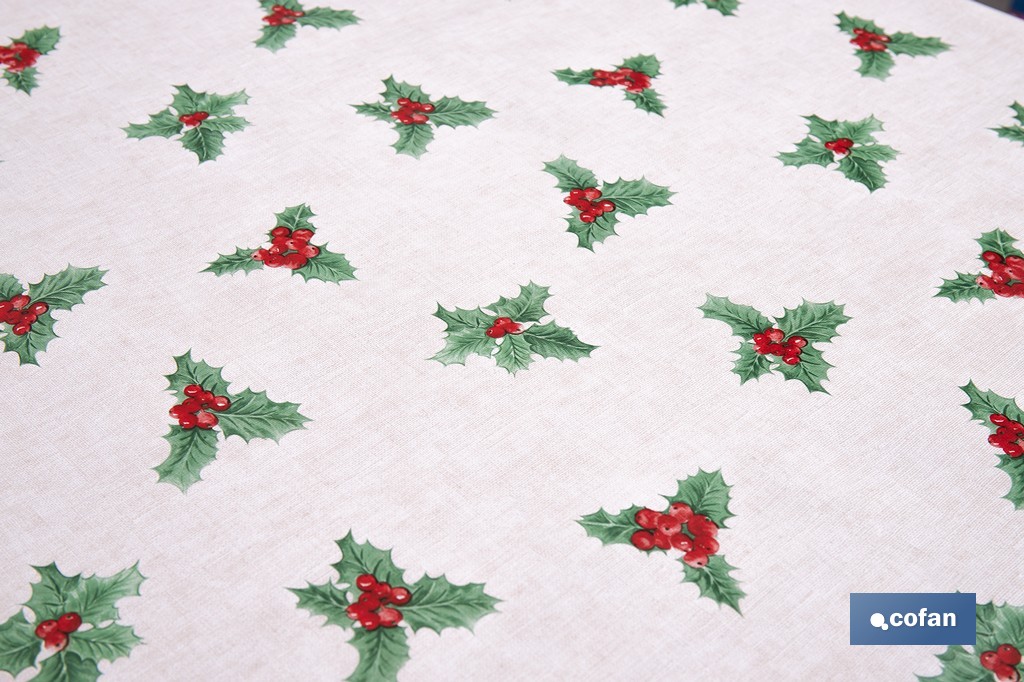 Rollo de hule para mesa con estampado navideño | Diseño de acebo - Cofan