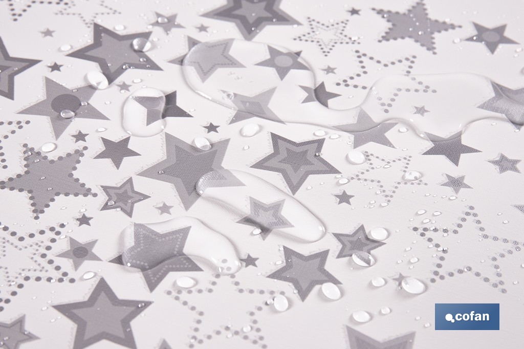 Rollo de hule para mesa con estampado navideño | Diseño de Estrellas Plateadas - Cofan
