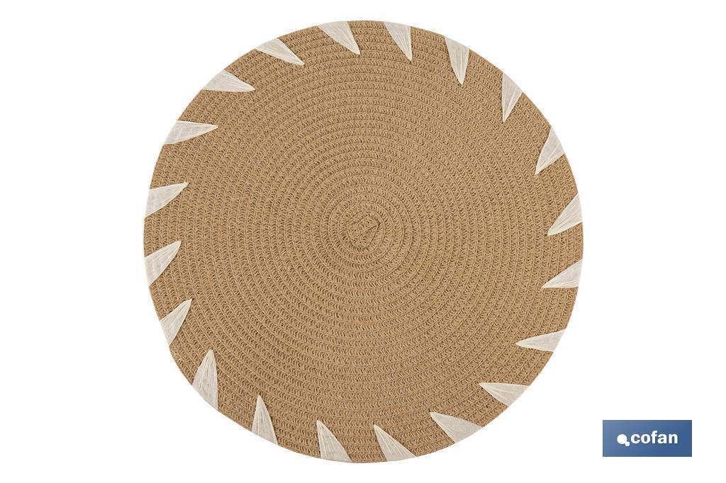 Sous-plats ronds avec des détails décoratifs | Pack de 6 sets de table individuels | Diamètre : 38 cm | Couleur : beige et blanc - Cofan