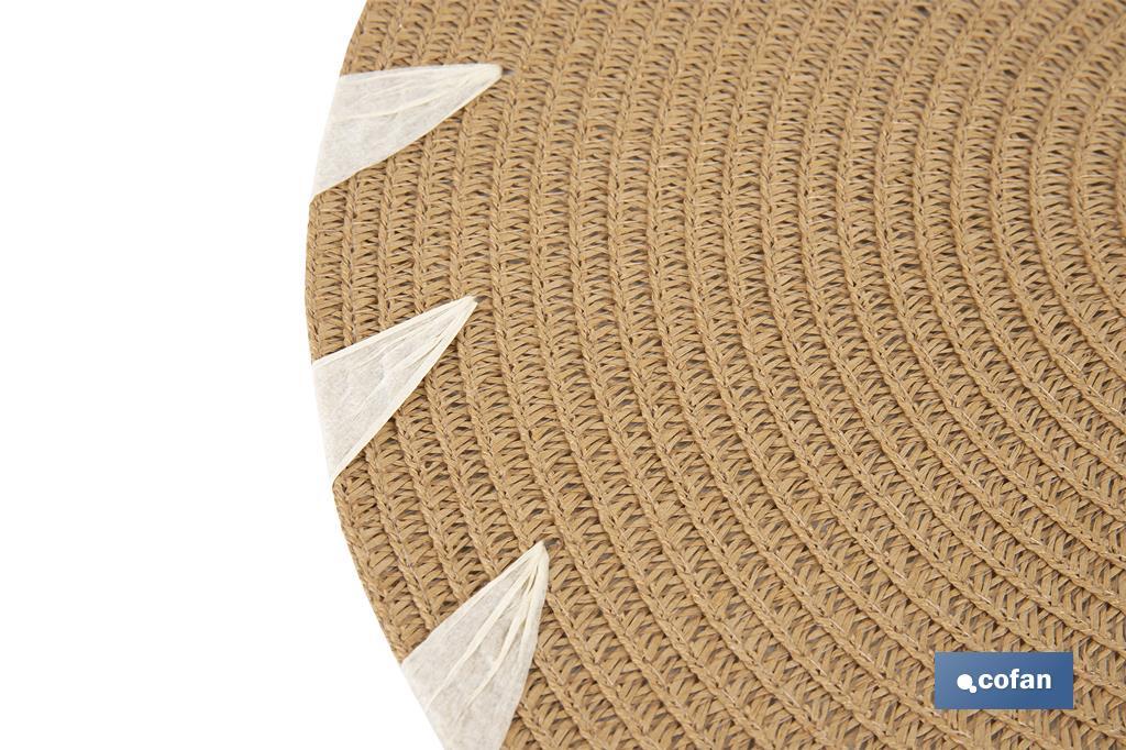 Sous-plats ronds avec des détails décoratifs | Pack de 6 sets de table individuels | Diamètre : 38 cm | Couleur : beige et blanc - Cofan