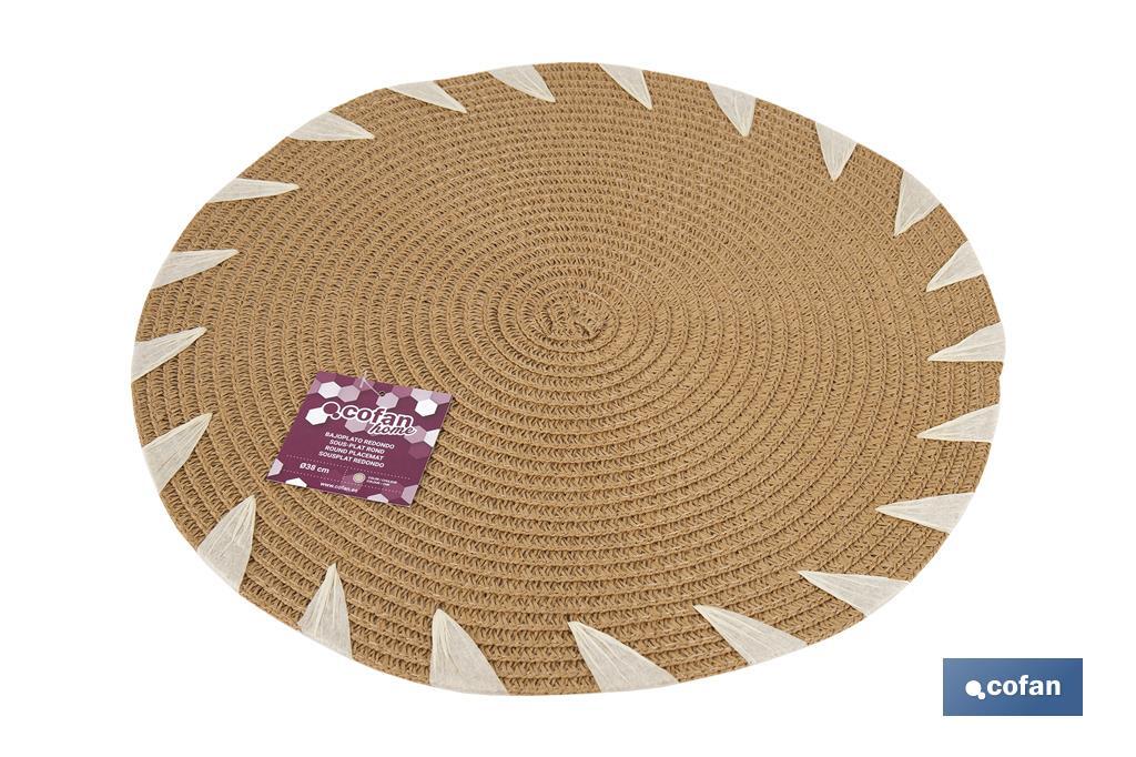Sous-plats ronds avec des détails décoratifs | Pack de 6 sets de table individuels | Diamètre : 38 cm | Couleur : beige et blanc - Cofan