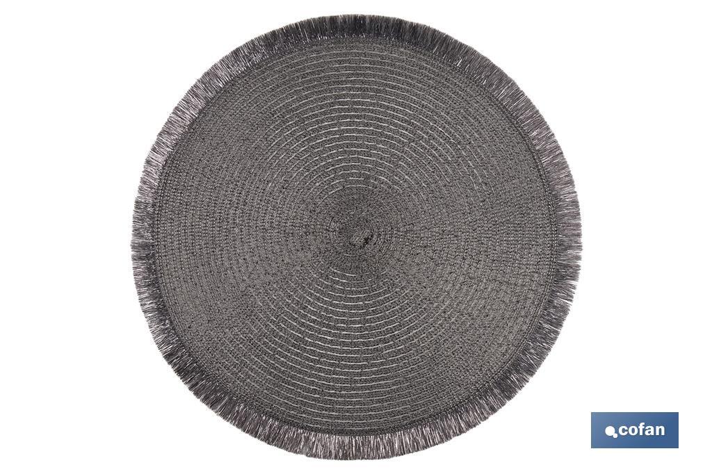 Decorative fringed round placemats | Available in gold and silver | Packs of 6 table mats | Diameter: 38 cm - Cofan