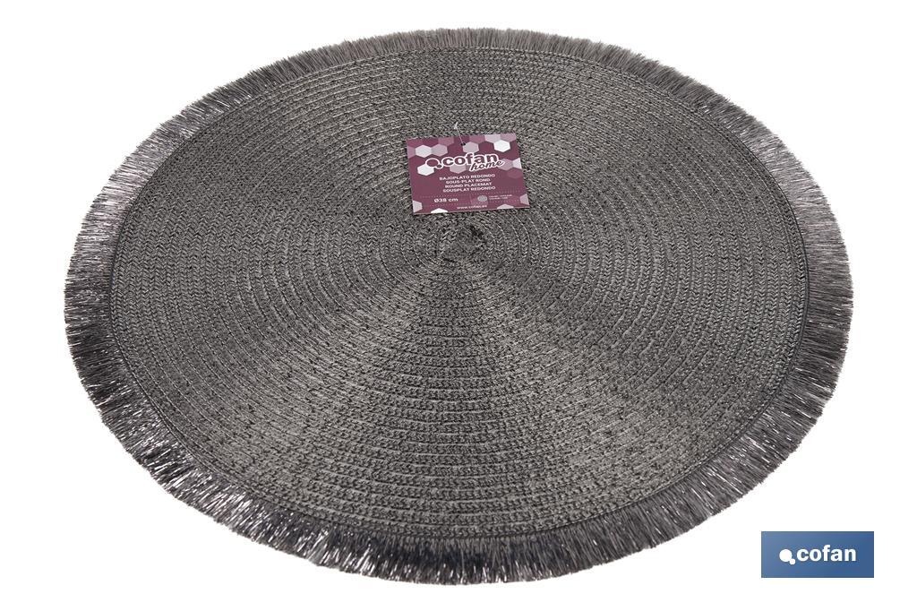 Decorative fringed round placemats | Available in gold and silver | Packs of 6 table mats | Diameter: 38 cm - Cofan