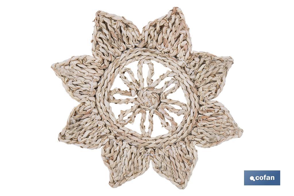 Bajoplatos en forma de estrella | Packs de 6 unidades de salvamanteles individuales | Material: fibra natural | Diámetro: 30 cm | Decoración única y protección para la mesa - Cofan