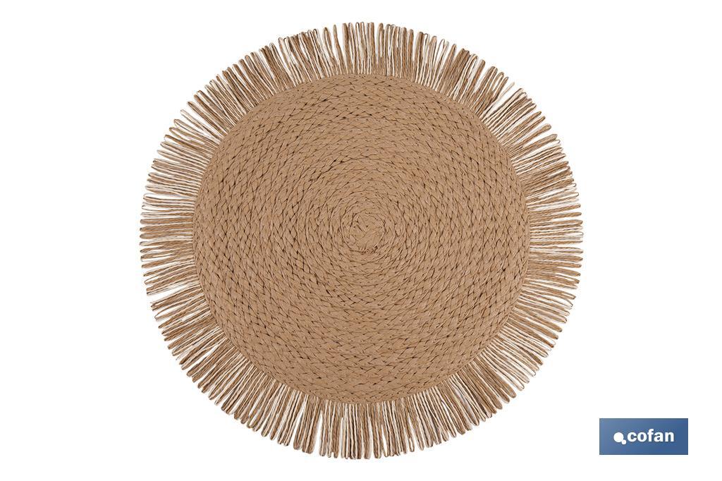 Decorative fringed round placemats | Available in different colours | Table mats | Pack of 6 | Diameter: 38 cm - Cofan