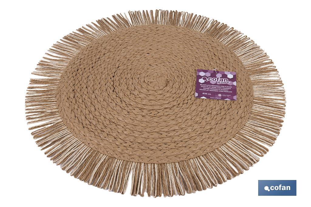 Decorative fringed round placemats | Available in different colours | Table mats | Pack of 6 | Diameter: 38 cm - Cofan