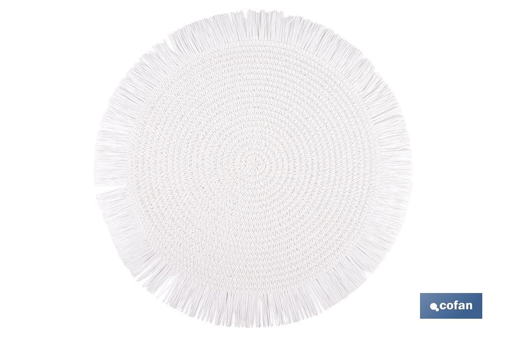 Decorative fringed round placemats | Available in different colours | Table mats | Pack of 6 | Diameter: 38 cm - Cofan