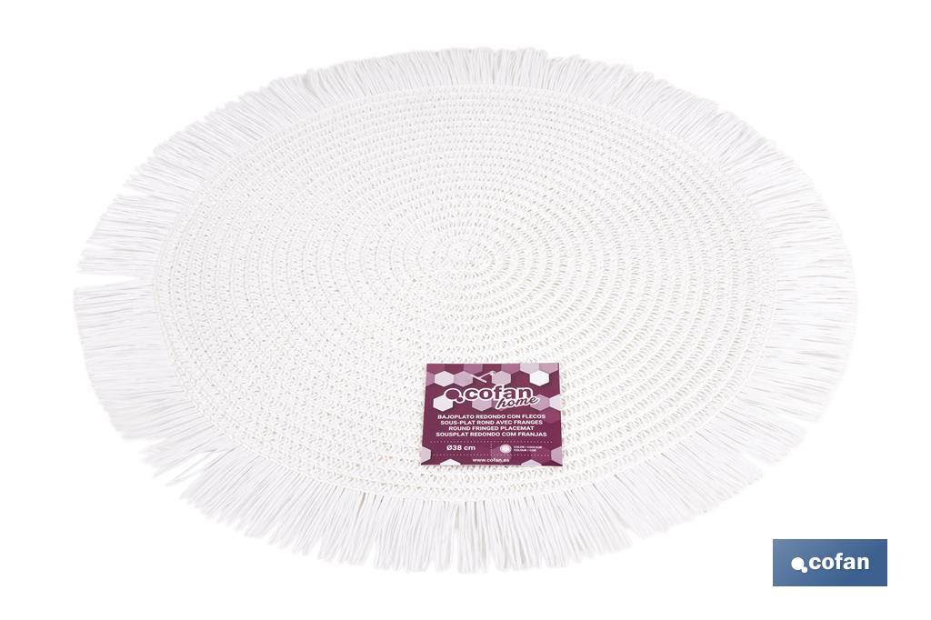Decorative fringed round placemats | Available in different colours | Table mats | Pack of 6 | Diameter: 38 cm - Cofan