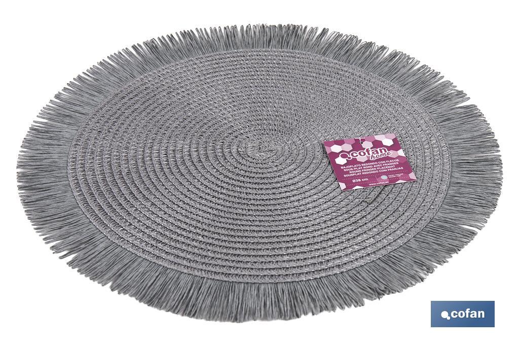 Decorative fringed round placemats | Available in different colours | Table mats | Pack of 6 | Diameter: 38 cm - Cofan