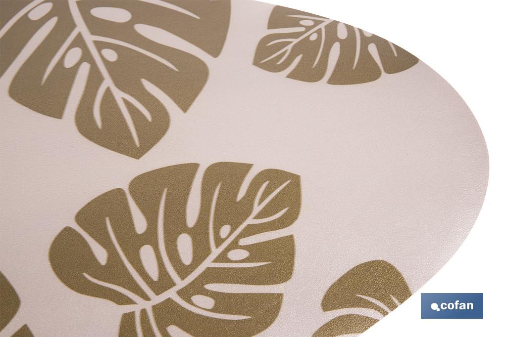 Sous-plat triangulaire avec des motifs de feuilles | Pack de 6 sets de table individuels | Couleur : marron | Matériau : PVC | Dimensions : 45 x 36 cm - Cofan