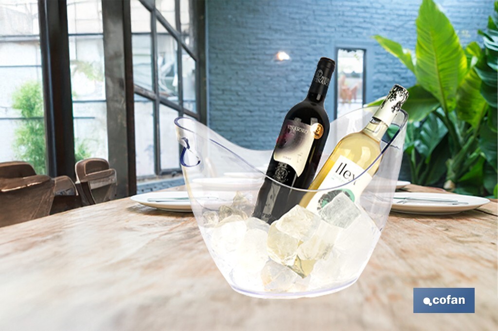 Cubitera transparente para mantener fría la bebida | Capacidad: 8 litros | Para fiestas, eventos y restauración - Cofan