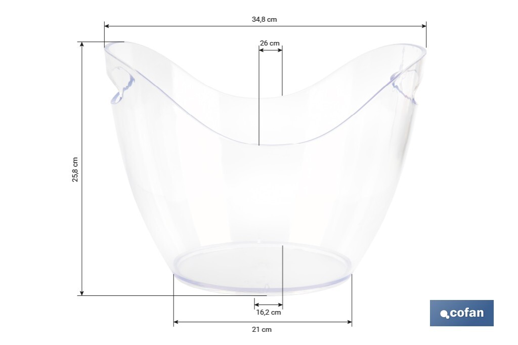 Cubitera transparente para mantener fría la bebida | Capacidad: 8 litros | Para fiestas, eventos y restauración - Cofan