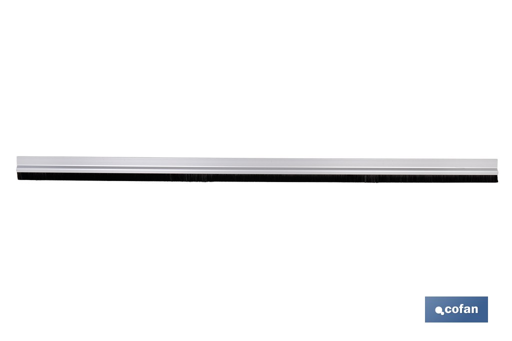 Burlete adhesivo de aluminio con cepillo | Longitud de 92 cm | Disponible en diferentes acabados - Cofan