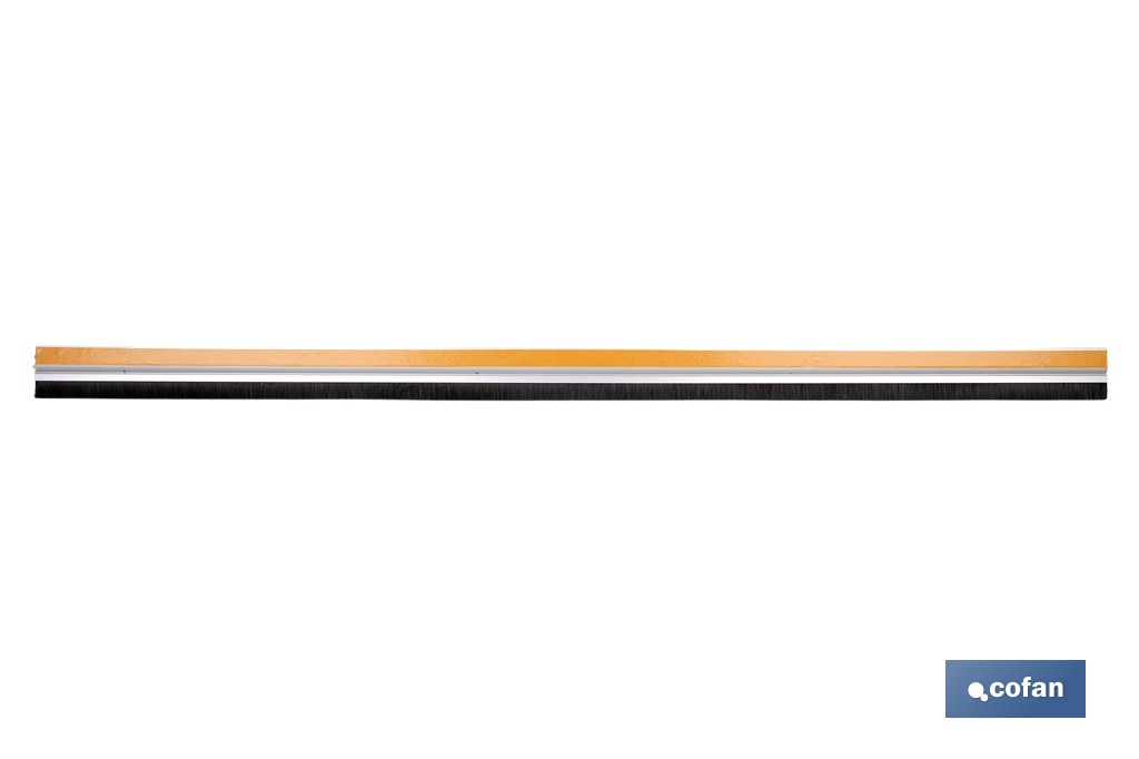 Burlete adhesivo de aluminio con cepillo | Longitud de 92 cm | Disponible en diferentes acabados - Cofan