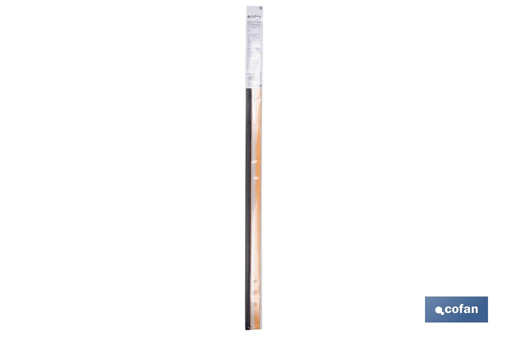 Burlete adhesivo de aluminio con cepillo | Longitud de 92 cm | Disponible en diferentes acabados - Cofan
