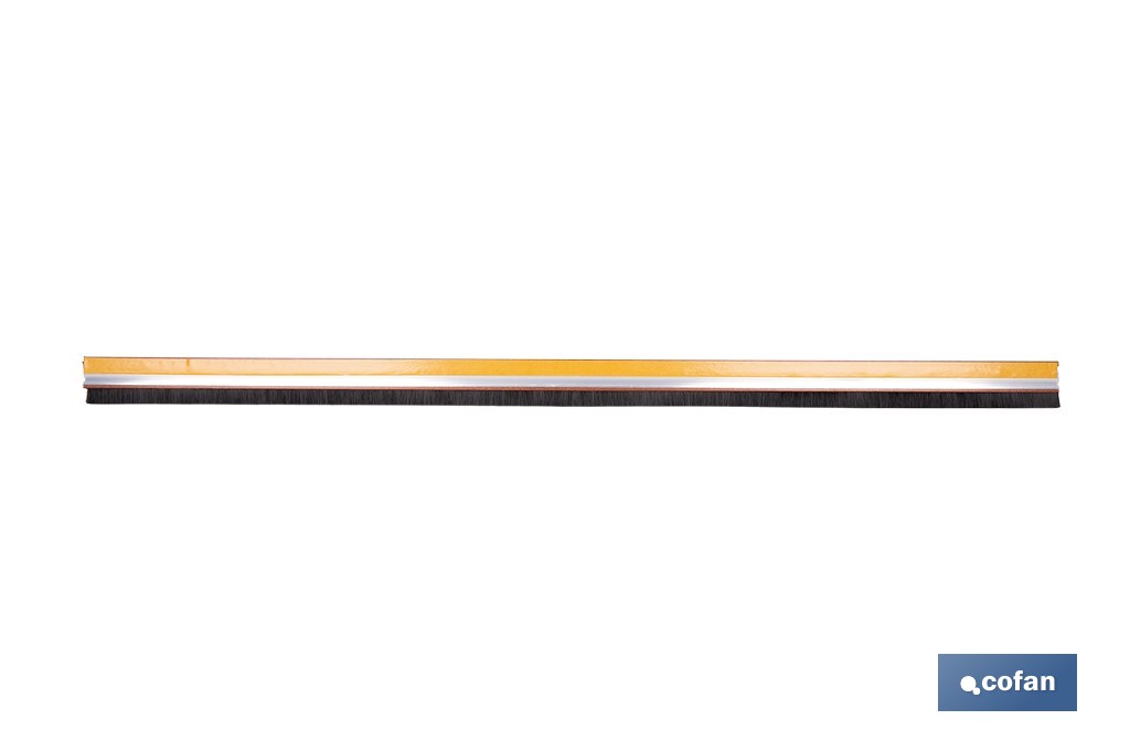 Burlete adhesivo de aluminio con cepillo | Longitud de 92 cm | Disponible en diferentes acabados - Cofan