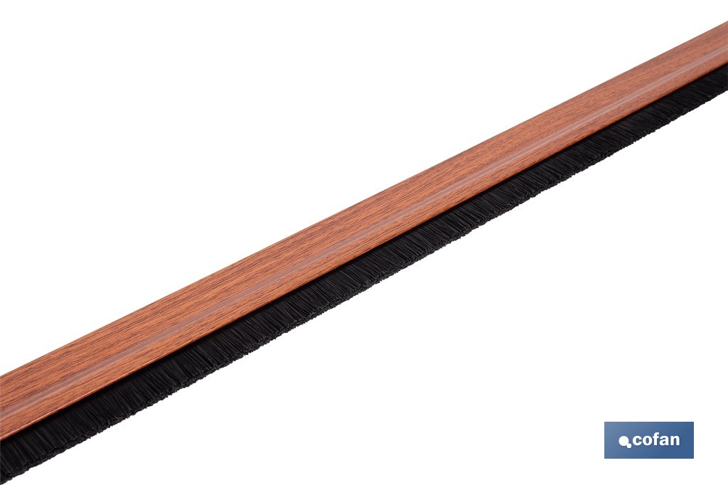 Burlete adhesivo de aluminio con cepillo | Longitud de 92 cm | Disponible en diferentes acabados - Cofan