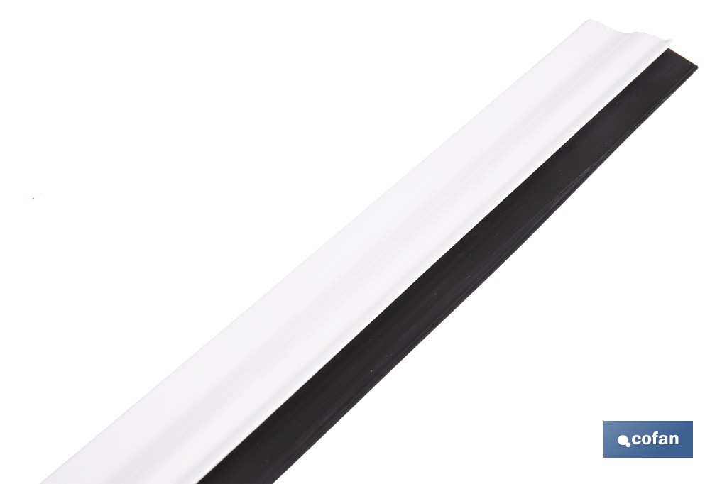 Burlete adhesivo de aluminio con labio de goma | Longitud de 105 cm | Disponible en diferentes acabados - Cofan