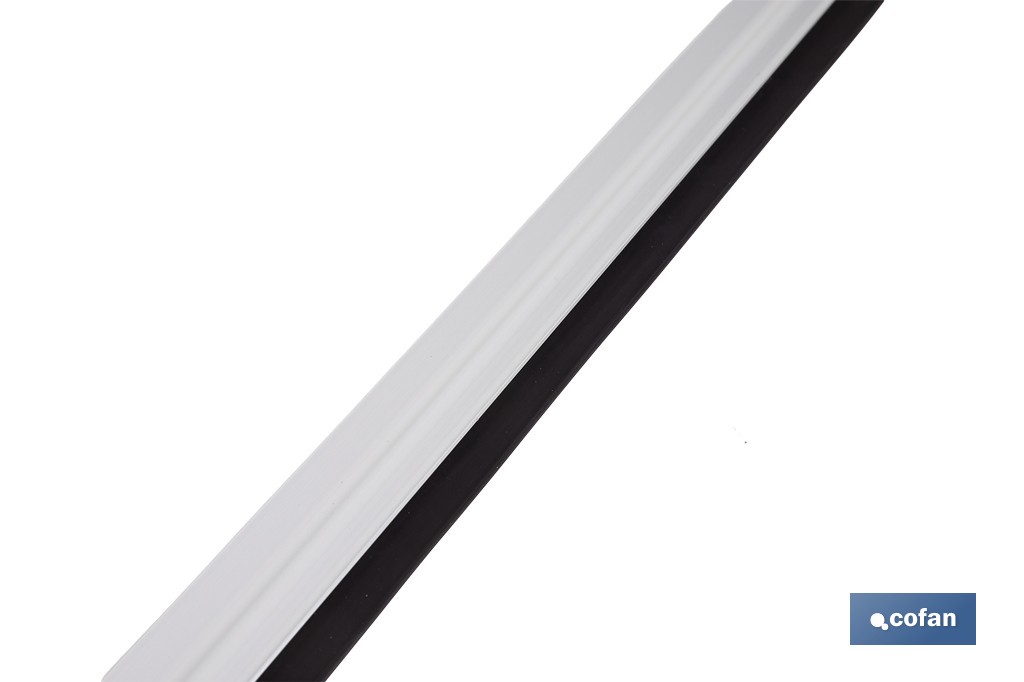 Burlete adhesivo de aluminio con labio de goma | Longitud de 105 cm | Disponible en diferentes acabados - Cofan