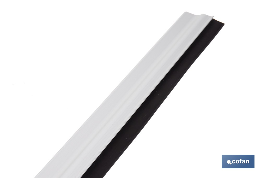 Burlete adhesivo de aluminio con labio de goma | Longitud de 105 cm | Disponible en diferentes acabados - Cofan
