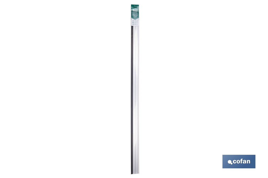 Burlete adhesivo de aluminio con labio de goma | Longitud de 105 cm | Disponible en diferentes acabados - Cofan