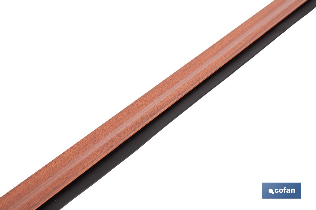 Burlete adhesivo de aluminio con labio de goma | Longitud de 105 cm | Disponible en diferentes acabados - Cofan