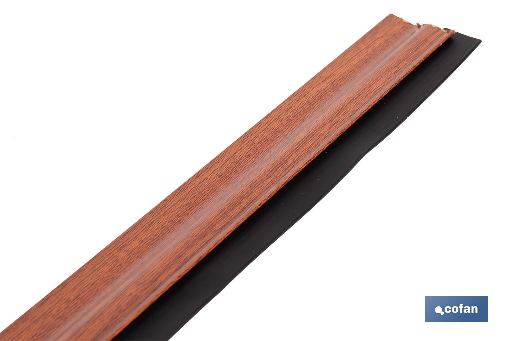 Burlete adhesivo de aluminio con labio de goma | Longitud de 105 cm | Disponible en diferentes acabados - Cofan