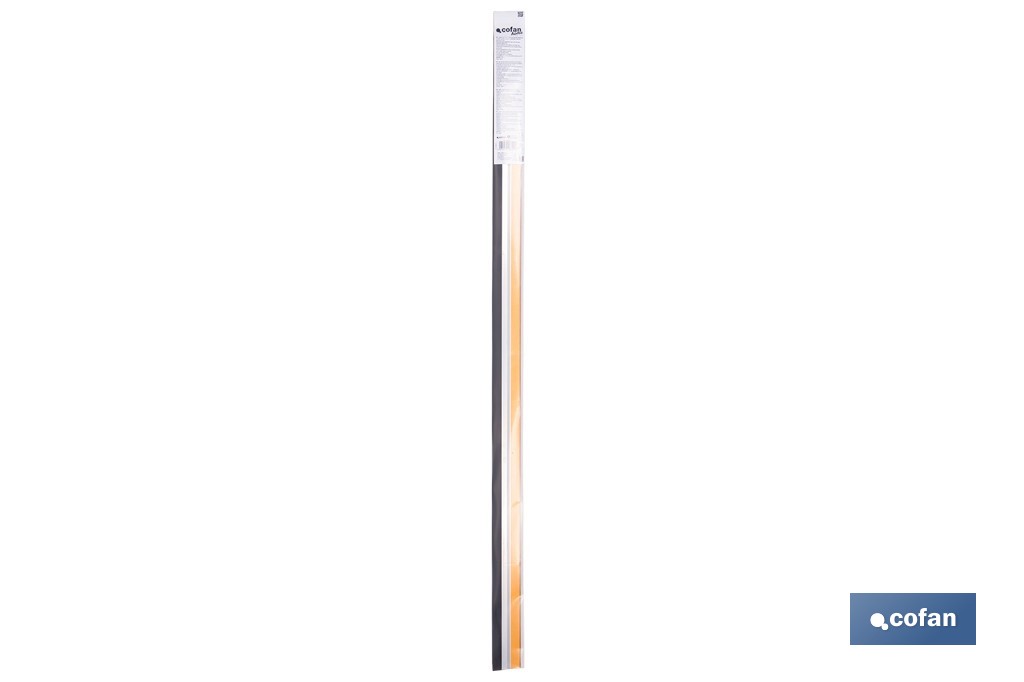 Burlete adhesivo de aluminio con labio de goma | Longitud de 105 cm | Disponible en diferentes acabados - Cofan