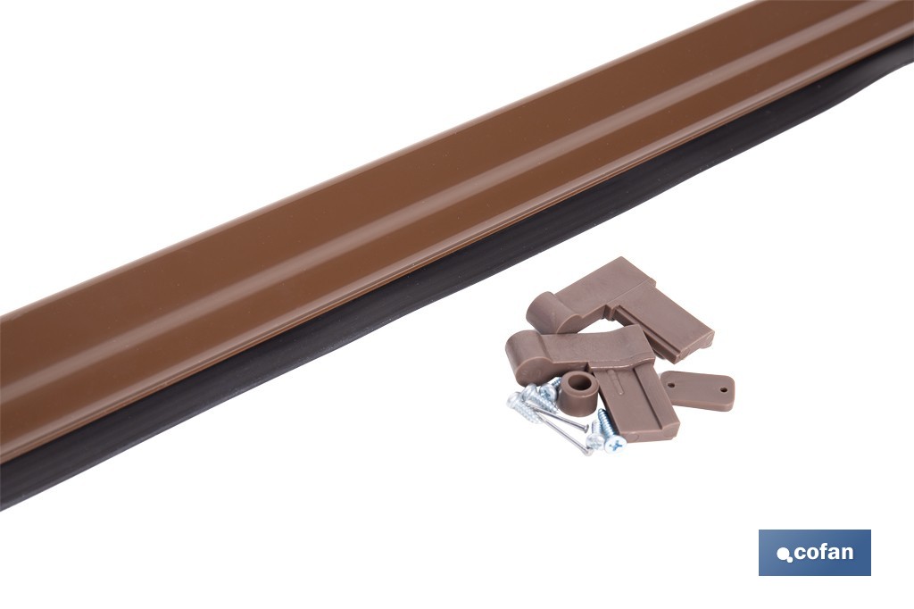 Burlete basculante de aluminio con labio de caucho | Longitud de 93 cm | Disponible en diferentes acabados - Cofan