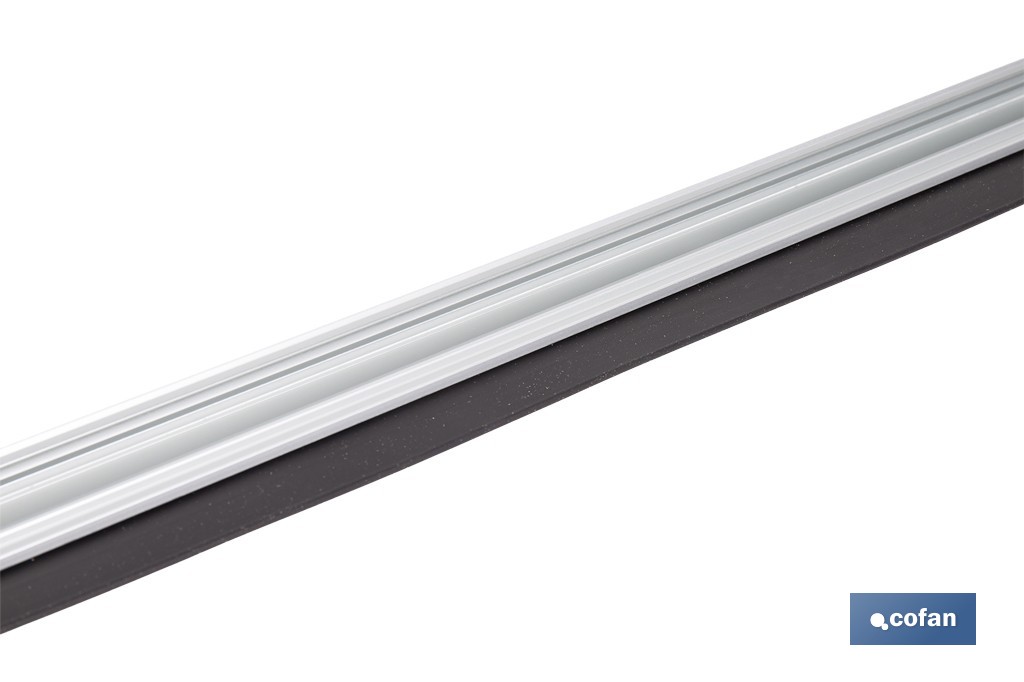 Burlete basculante de aluminio con labio de caucho | Longitud de 93 cm | Disponible en diferentes acabados - Cofan