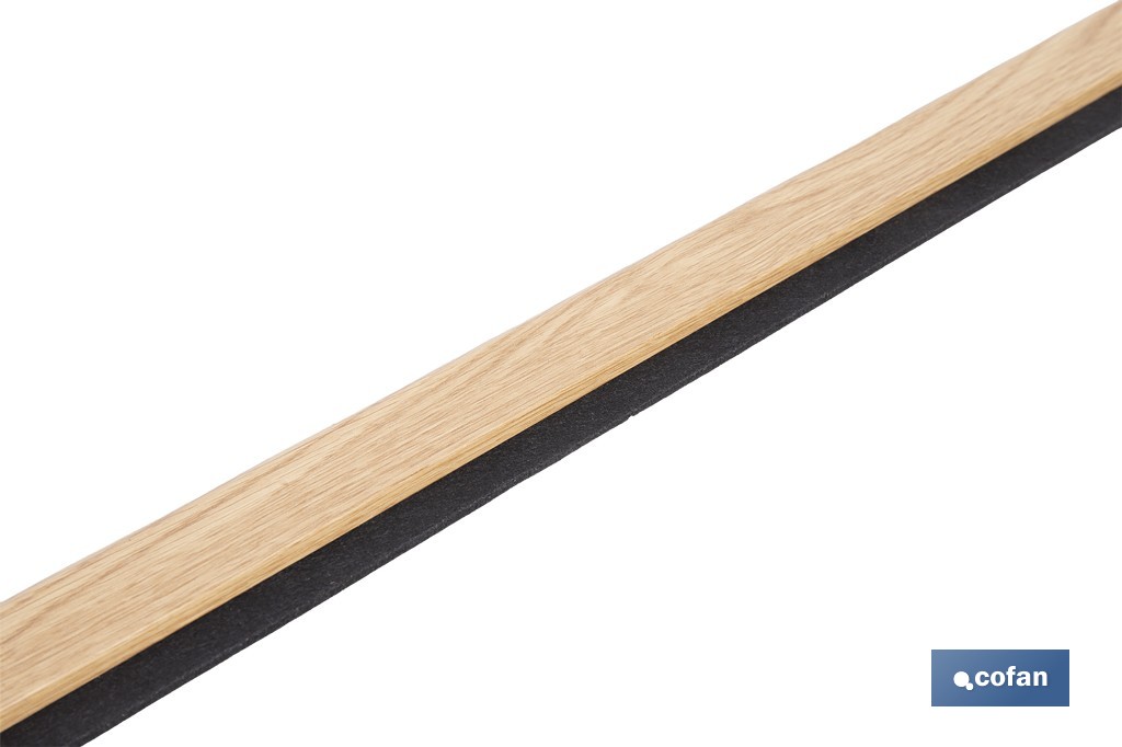 Burlete adhesivo de madera sostenible | Longitud de 91,5 cm | Disponible en diferentes acabados - Cofan